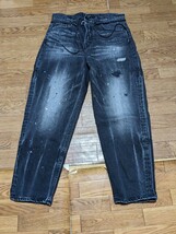 overdesign tepared baggy denim ユーズドダメージ加工　バギーデニム　W32 オーバーデザイン_画像1