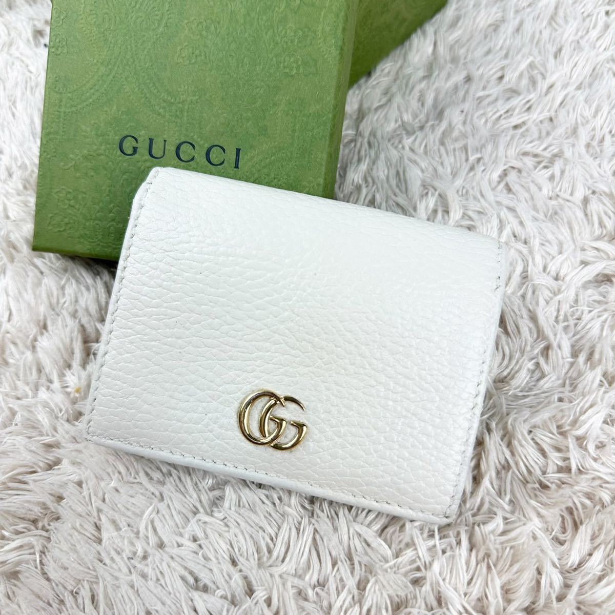 GUCCI グッチ 三つ折り財布 GGマーモント 474746 ピンク レザー