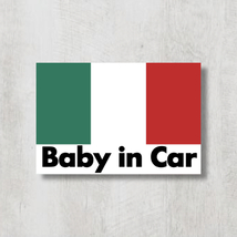 イタリア国旗【Baby in Car/ベビーインカー】マグネットステッカー_画像1