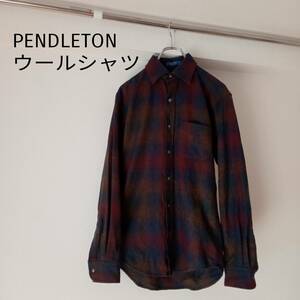 ★即決送料無料 PENDLETON USA製 メンズ XS サイズ ウール シャツ ジャケット ブロックチェック ペンドルトン 長袖 秋 冬 毛 アメリカ製