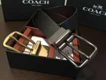 39,560円 新品コーチ COACH 3点セット レザーリバーシブル/カット調節可能 フリーサイズベルト (ブラック×ブラウン )_画像4