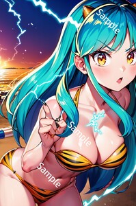 うる星やつら ラム A4 光沢紙６色高精細印刷 ラミネート無料 ファンアート同人ポスター イラスト 昭和令和アニメ 少女 美少女グッズ 9