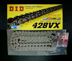 ＃カット不要 SR400/SR500（88-）ジール250 FZR250R DIDチェーン 428VX 130L スチールカラークリップジョイント付き 新品