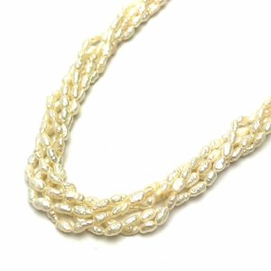 rm) 淡水パール 真珠 5連 ネックレス 金具:シルバー 総重量:約 40.9g アクセサリー ※中古 保管品