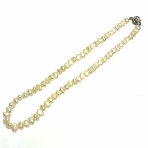 rm) 淡水パール 真珠 バロックパール ネックレス シルバー金具 総重量:約 27.2g 約 7mm アクセサリー ※中古 保管品の画像2