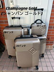 4点 スーツケース CG色 軽量 大型 機内持込 在庫処分 B品 シャンパン ゴールド 4点セット SS 12 S 20 M 24 L 28インチ 旅行 安い お買い得