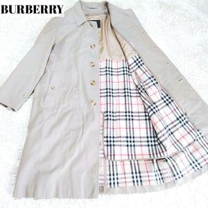 美品　BURBERRY LONDON バーバリーロンドン ステンカラーコート ノバチェック ウール ライナー 三陽商会 メンズ 　M～L　ウール　ベージュ