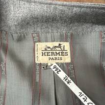 クリーニング済 HERMES エルメス ヴィンテージ グレー ジャケット サイズ38 茶 ブラウン レディース セリエボタン 1022-1_画像6