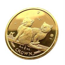 マン島金貨 エリザベス女王 猫 1/5オンス 2003年 6.2g K24 純金 イエローゴールド コレクション Gold_画像1