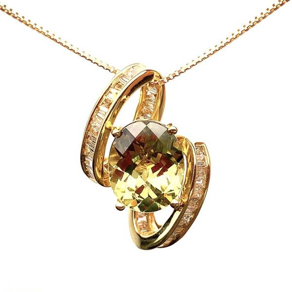 17350 3.91ct ガーネット ダイヤモンド ネックレス ペンダントトップ イエローゴールド K18 45cm 7g
