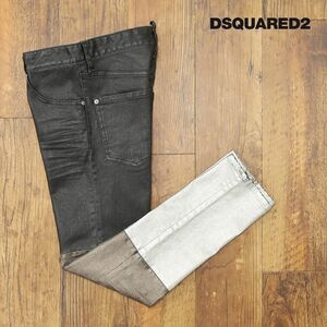 1円/DSQUARED2/42サイズ/美脚デニム パンツ S71LB0868 SEXY MERCURY JEAN ラメ イタリア製 モード 新品/黒×シルバー/gc116/