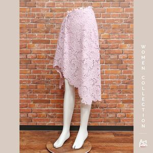 1円/秋冬/ERMANNO SCERVINO/IT40サイズ/アシンメトリー レース スカート イタリア製 エルマンノシェルビーノ 新品/ピンク/hz505/