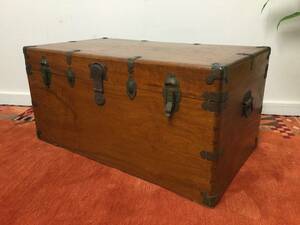 Vintage wooden trunk container box storage side table coffee table era thing old tool antique Showa Retro 
