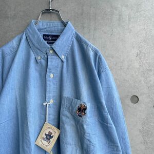 新品 90年代 Ralph Lauren BDシャツ polo bear ブルー