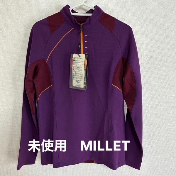 未使用タグ付きミレーMILLET 登山ウェア 薄手長袖シャツ ハーフジップアップ　韓国表記　95