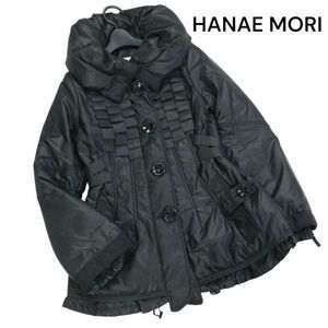 イタリア製★ HANAE MORI ハナエモリ 秋冬 ボリュームネック デザイン 中綿 コート Sz.40　レディース 黒　K3T00557_9#N