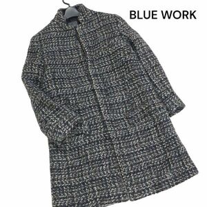 BLUE WORK ブルーワーク トゥモローランド 秋冬 ウール ツイード スタンドカラー コート Sz.M　レディース　K3T00522_9#N