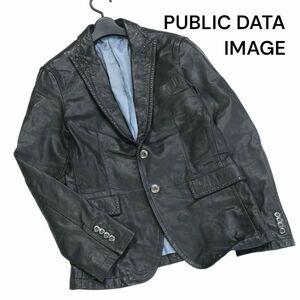 PUBLIC DATA IMAGE パブリックデータイメージ 山羊革★ スタッズ ゴート レザー テーラード ジャケット Sz.M　メンズ 黒　K3T00593_A#N