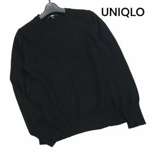 UNIQLO ユニクロ 高級 カシミヤ100%♪ 秋冬 クルーネック ニット セーター Sz.M　レディース 黒　K3T00586_A#K