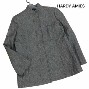 HARDY AMIES ハーディ エイミス 秋冬 キルティング♪ ウール ツイード ジャケット Sz.40　レディース 日本製　K3T00582_A#N