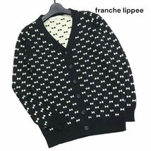 franche lippee フランシュリッペ 秋冬 リボン柄♪ ニット カーディガン Sz.M　レディース　K3T00632_A#N_画像1