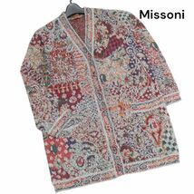 イタリア製★ Missoni ミッソーニ 秋冬 ウール&アルパカ♪ マルチカラー 総柄 ニット カーディガン Sz.M　レディース 古着　K3T00687_A#N_画像1