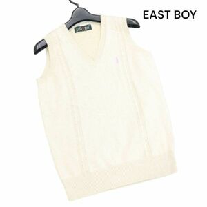 EAST BOY イーストボーイ 通年 ピンク刺繍♪ コットン ケーブル ニット スクール ベスト Sz.9　レディース 女子 学生 通学　K3T00682_A#L