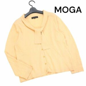 MOGA モガ 秋冬 衿リボン♪ 高級 カシミヤ100% ニット カーディガン Sz.15　レディース 大きいサイズ　K3T00673_A#N