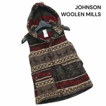 USA製★ JOHNSON WOOLEN MILLS ジョンソンウーレンミルズ 秋冬 トナカイ柄♪ ウール パーカー ベスト Sz.M　レディース　K3T00672_A#N_画像1