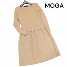 MOGA モガ 秋冬 スカート ドッキング♪ 長袖 ウール ニット ワンピース Sz.3　レディース 日本製　K3T00669_A#E_画像1