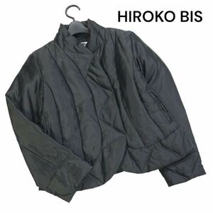 HIROKO BIS ヒロコビス ヒロココシノ 秋冬 シルク ショート ダウン ジャケット Sz.9　レディース 黒　K3T00775_A#N