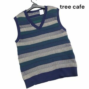 【新品 未使用】 tree cafe ツリーカフェ antiqua アンティカ 秋冬 立体編み★ スポンジ ニット ベスト Sz.F　メンズ　K3T00822_A#E