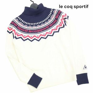 le coq sportif GOLF ルコック ゴルフ 秋冬 フェアアイル風♪ タートルネック ウール ニット セーター Sz.M　レディース　K3T00817_A#K