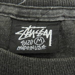 ◆ 80S VINTAGE 黒タグ USA製 STUSSY ステューシー INTERNATIONAL TRIBE 半袖 Tシャツ Mサイズ MEDIUM 褪色ブラック グレー系の画像4