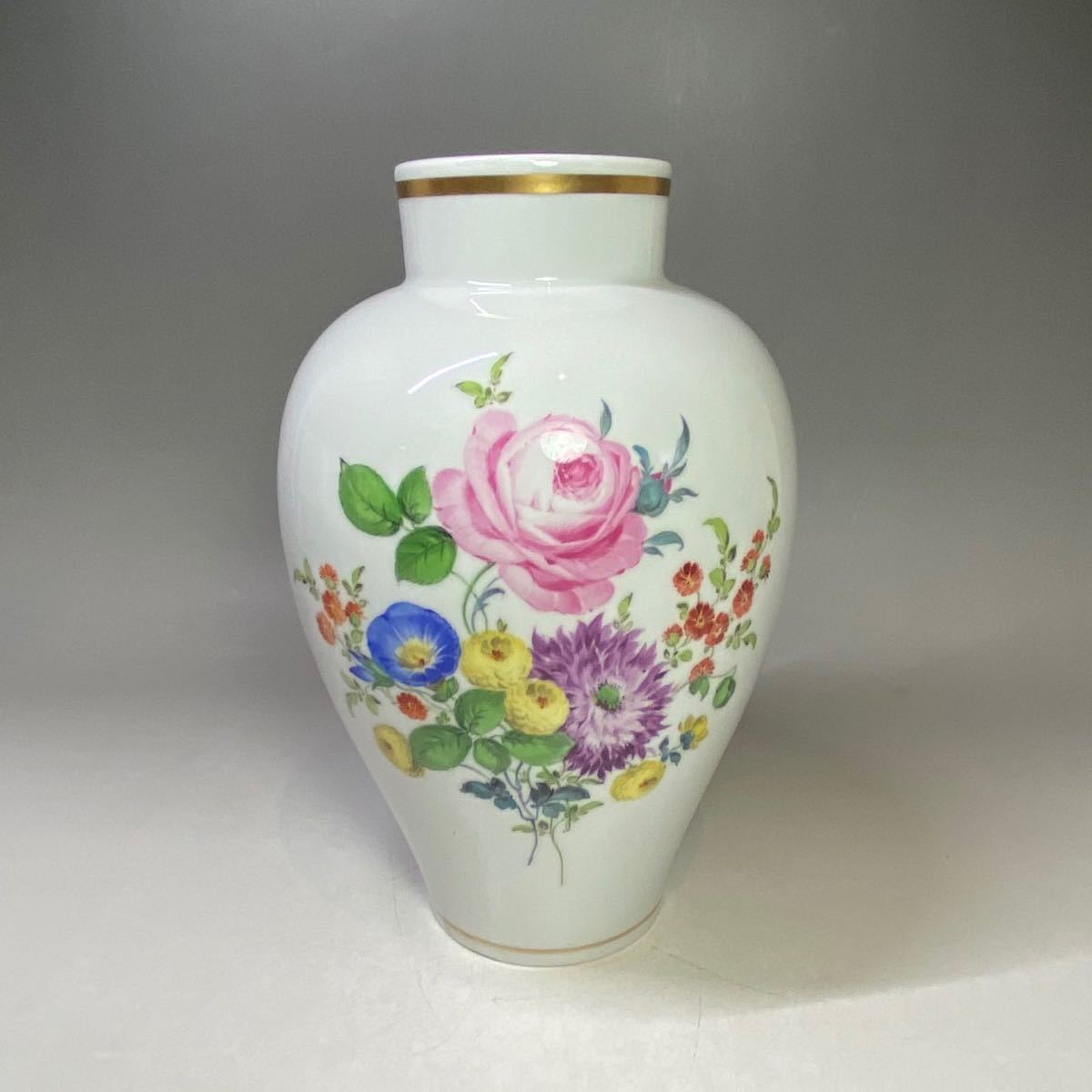 ★ 1ère année Vase Meissen Vase à fleurs Bouquet de fleurs Rose peint à la main Allemagne Fine Art Intérieur, poterie, céramique occidentale, Meissen