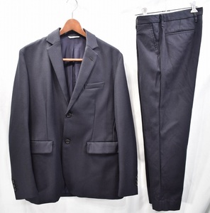 【lideal】日本製上質2Bウールスーツ紺日本製秋冬パンツ九分丈？