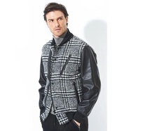 【21AW/美品】5351POUR LES HOMMES スタジアムジャンパー スタジャン ジャケット ブルゾン レザー 定価69,850円 5351_画像1