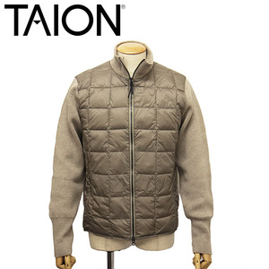 TAION (タイオン) 102WZSN HI NECK KNIT+DOWN JACKET ベーシック ハイネックWジップ ニットスリーブダウンジャケット TA015KHAKIM