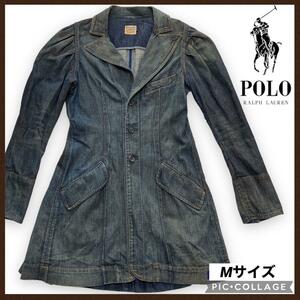 POLO Ralph Lauren ポロ ラルフローレン デニムコート M デニムワンピース 長袖シャツ ロング 藍 送料無料 レディース コート ジャケット