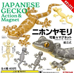 即決》ニホンヤモリ 可動＆マグネット【全４種フルコンプセット】送料140円～新品未開封 ブラウン模様あり/グレー模様あり/グレー/アルビノ