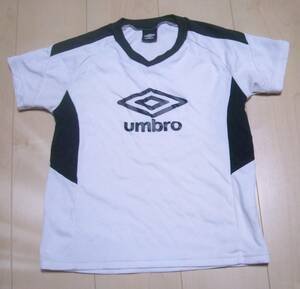 即決★USED★UMBRO(アンブロ）☆ジュニア☆UUJPJA59☆DRY半袖Tシャツ☆白☆サイズ140（身長135-145，胸囲64-72，胴囲54-62）