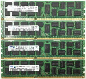 【8G×4枚組】SAMSUNG PC3-10600R 2R×4 ECC Registered 中古メモリー サーバー用 DDR3 即決 動作保証【送料無料】