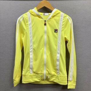 I954 FILA フィラ ジップアップ パーカー 長袖 テニス フィットネス サイドライン スポーツ トレーニング レディース イエロー系 サイズ M