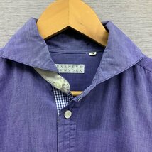 J167 BARNEYS NEWYORK 長袖 シャツ M ブルー カッタウェイ ビジネス シーン クールビズ メンズ オールシーズン バーニーズニューヨーク_画像4