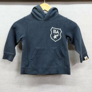 J444 A BATHING APE BAPE KIDS プルオーバー パーカー 100cm ネイビー フーディー ロゴ プリント アベイシング エイプ キッズ