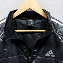 J486 adidas アディダス 中綿 ジャケット ジャンパー 3本ライン アウター スポーツ トレーニング ウォームアップ ブラック メンズ サイズ O_画像2