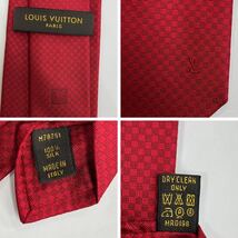 223.◎1円スタート◎LOUIS VUITTON ルイヴィトン ネクタイ ダミエ 赤 レッド ブランド メンズ 男性用 紳士 100%シルク イタリア製 _画像5