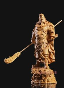 極上品 仏教工芸 精密細工 関羽像 精密彫刻 武財神 中国武将 三国志 木彫仏像