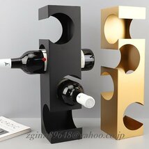 モダンでシンプル　クリエイティブで幾何学的な金属製のワインラック ワインホルダー ゴールド ブラック 金 黒 二色展開 4本収納_画像2