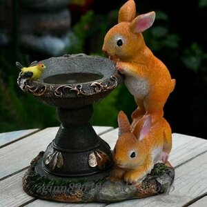かわいい2匹のウサギ うさぎ ガーデンライト ソーラーLEDライト オブジェ置物 ガーデンオーナメント 金魚 小鳥 オブジェ 防水 太陽光